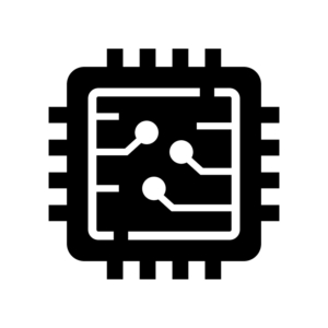 半導体やチップの白黒シルエットイラスト