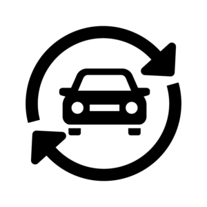 カーシェアの白黒シルエットイラスト