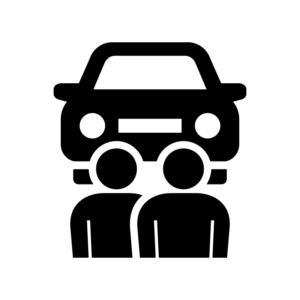 ライドシェアやカーシェアの白黒シルエットイラスト