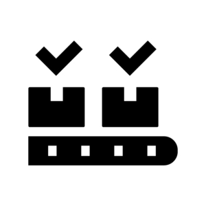 製造品チェックの白黒シルエットイラスト