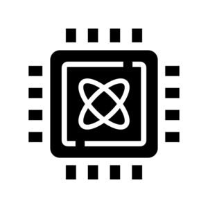 半導体や集積回路の白黒シルエットイラスト