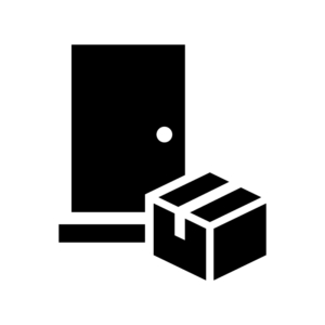 置き配の白黒シルエットイラスト