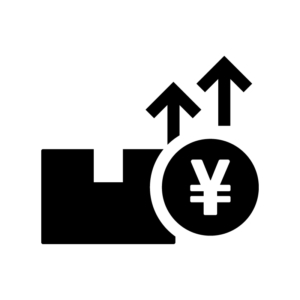 物価高／コスト高の白黒シルエットイラスト