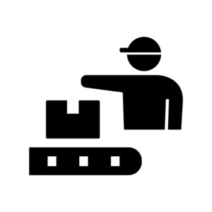 製造業で働く人の白黒シルエットイラスト