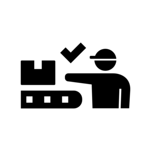 品質チェックの白黒シルエットイラスト