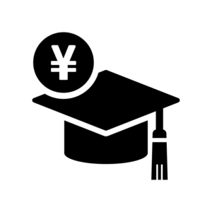 奨学金の白黒シルエットイラスト