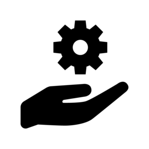 システムサポートの白黒シルエットイラスト