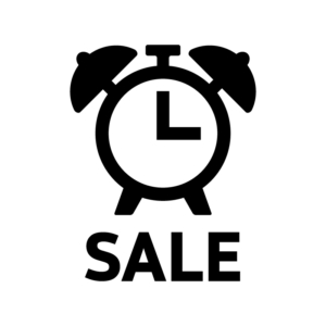 タイムセールの白黒シルエットイラスト