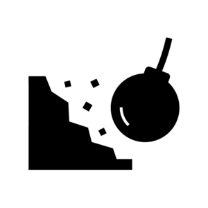 解体工事の白黒シルエットイラスト