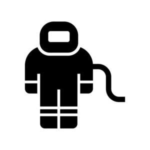 宇宙飛行士の白黒シルエットイラスト