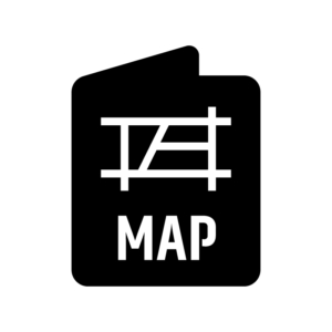 地図帳の白黒シルエットイラスト