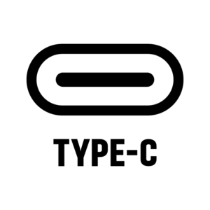 USB-TypeCの白黒シルエットイラスト