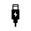 USB-TypeCのケーブルの白黒シルエットイラスト